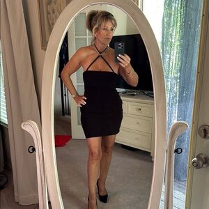 Elegant Black Halter Dress